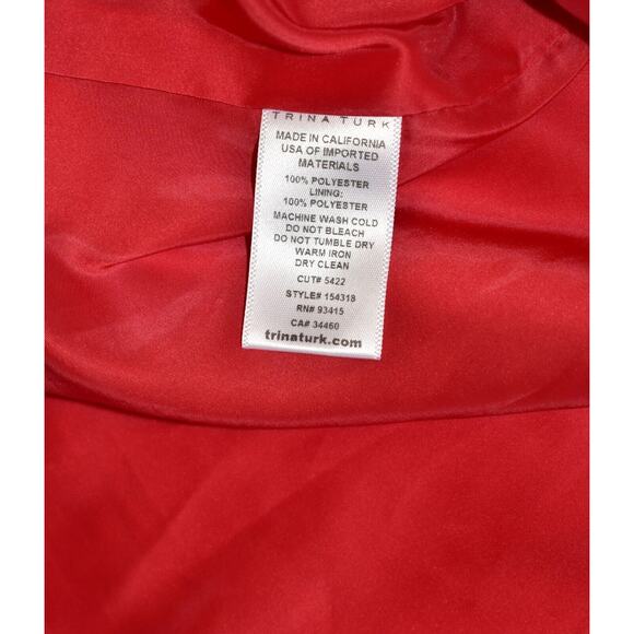 A8 NWT TRINA TURK Bright Red Spaghetti Strap Mini Ferris Summer Dress Size P - Picture 7 of 7